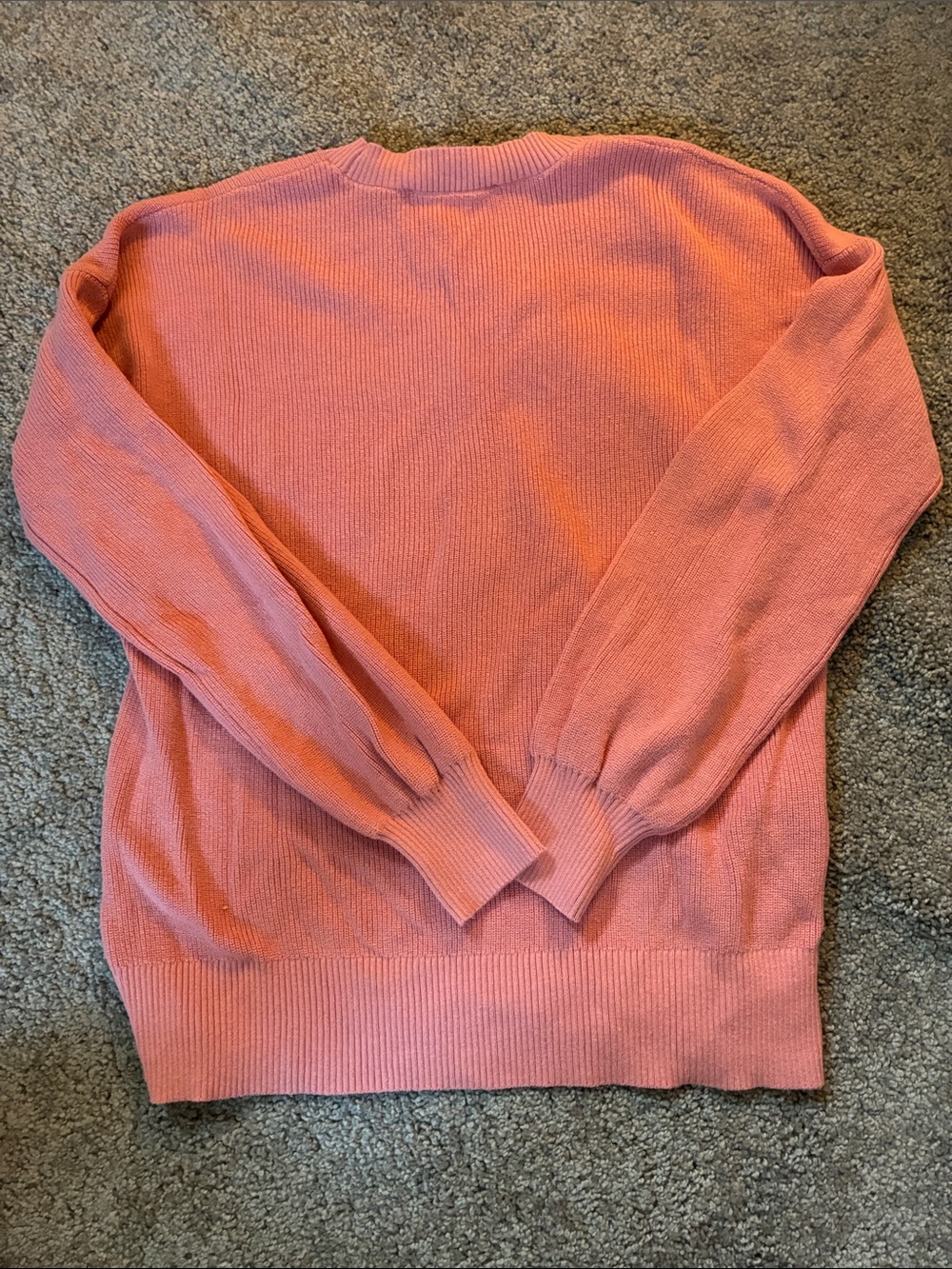 LOFT Women's Pink Button-Detail V-Neck Sweater - Picture 5 of 5
